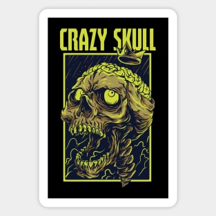 Crazy Skull Illustration Magnet